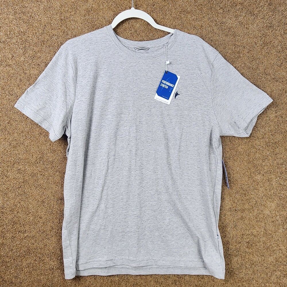 NWT Denim & Flower Men Performance Tee Large Gray Short Sleeve Stretch Athletics